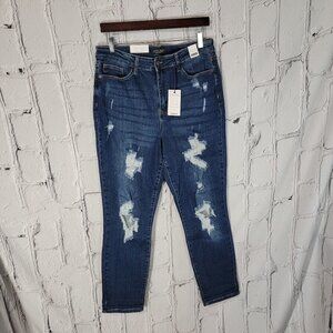 Judy Blue Womens 13/31 Boyfriend Fit Jeans Distressed Blue Denim Stretch Casual‎